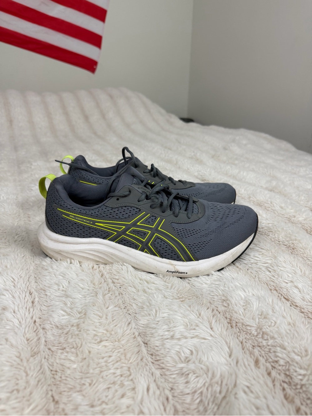 ASICS Gray and Neon Yellow Men's Running Sneakers